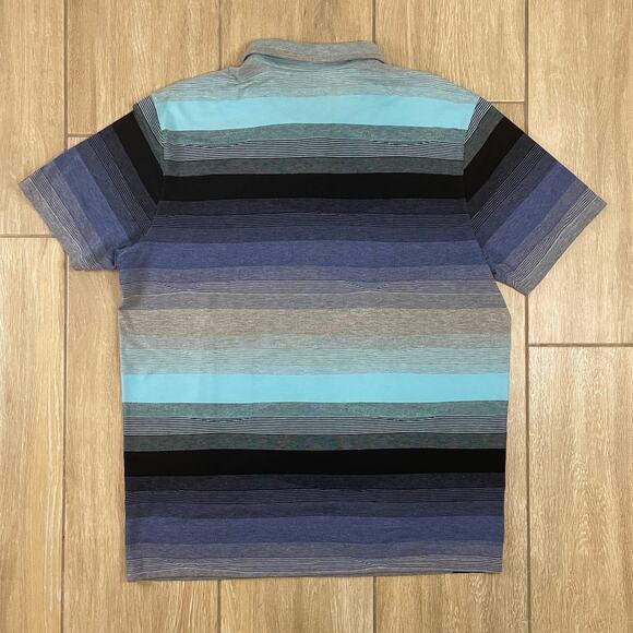 Oakley XL Tailored Fit Stripe Polo Shirt Blue Gray Teal Golf Performance Top - Picture 2 of 9